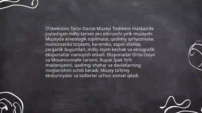 Toshkent shahrida joylashgan muzeylar 4