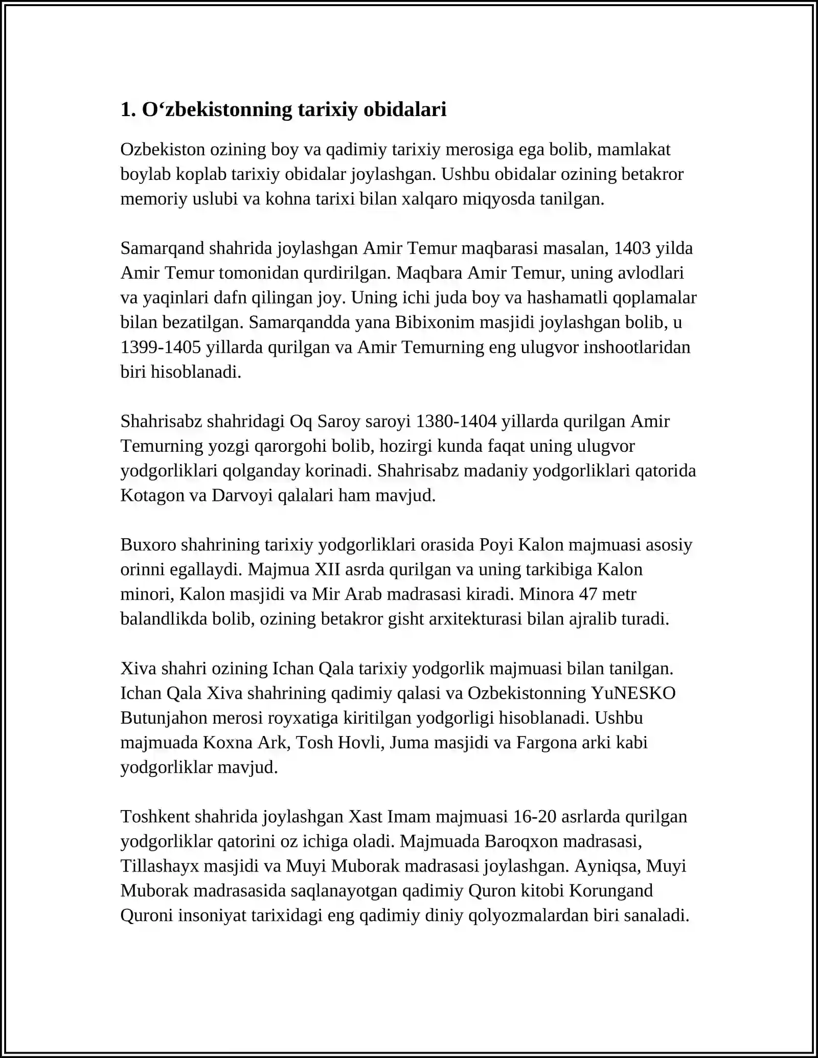 O'zbekistonning tarixiy obidalari 4