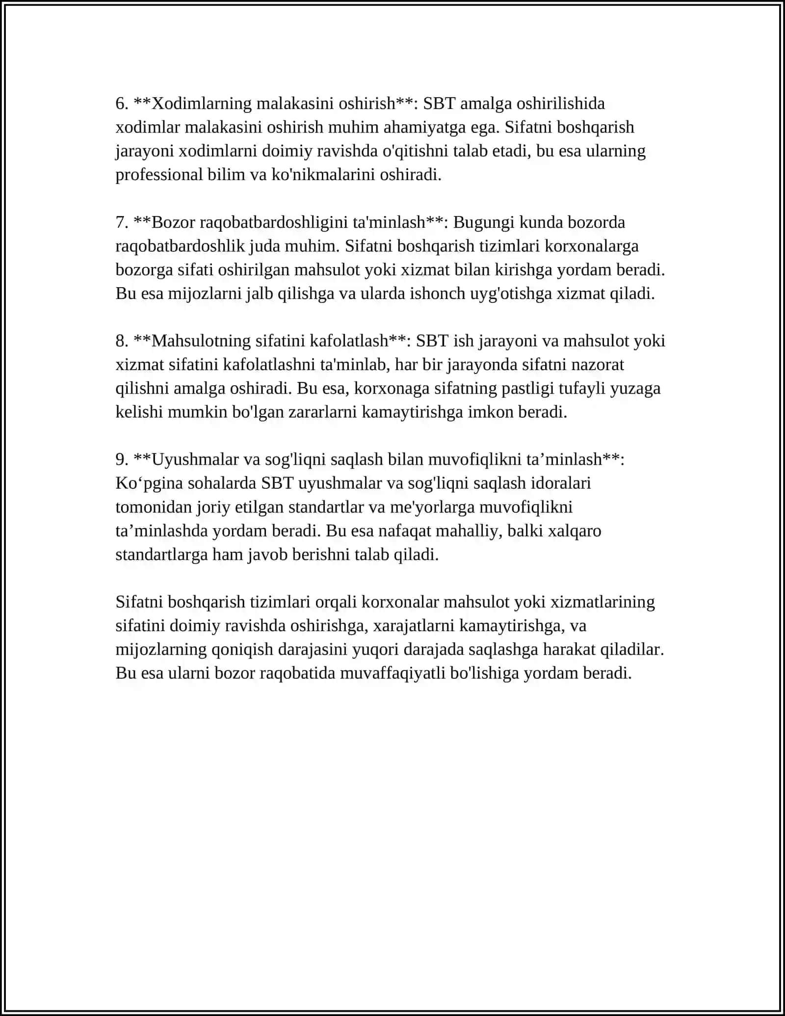 SIFATNI BOSHQARISH TIZIMI TOʻGʻRISIDA UMUMIY MALUMOTLAR 4