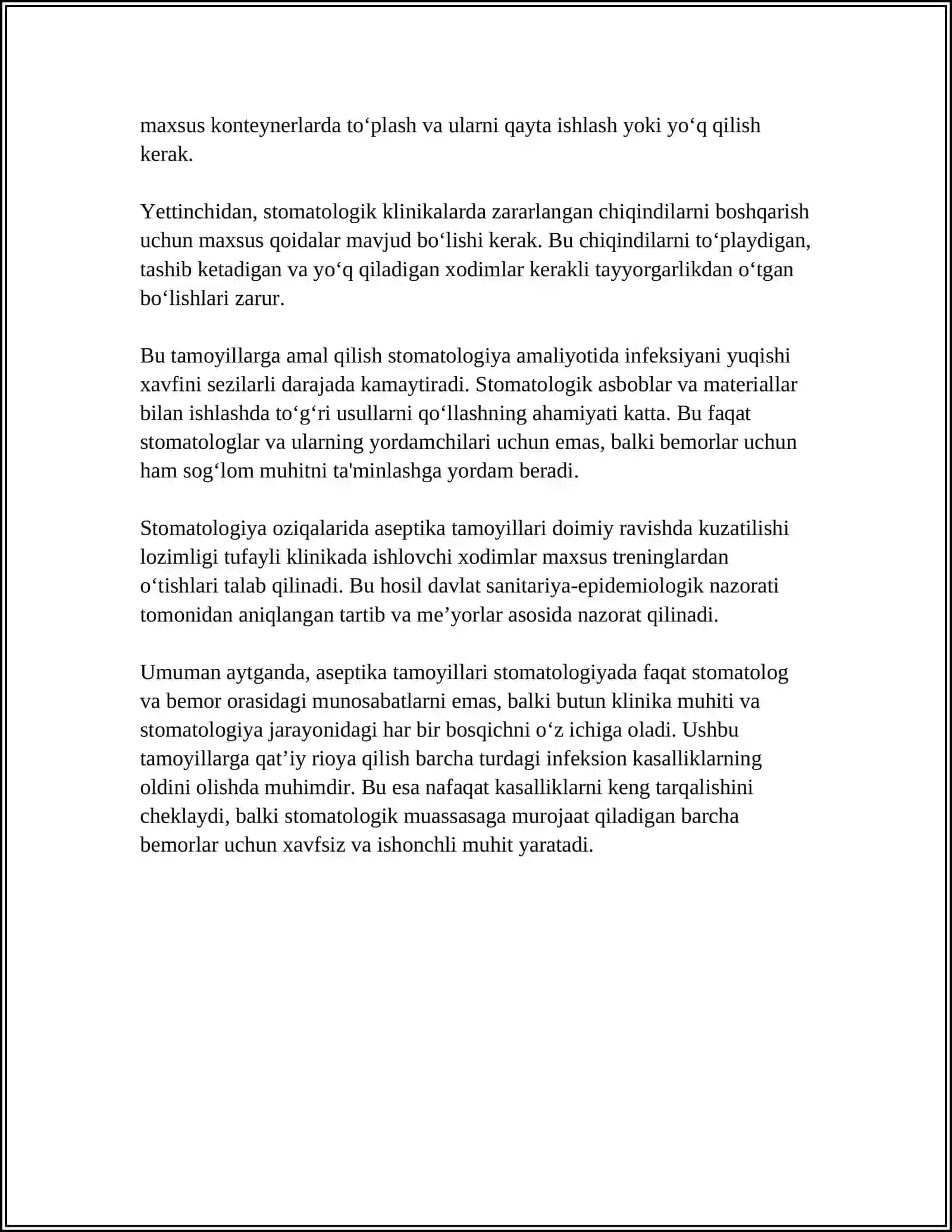 STOMATOLOGIYADA ASEPTIKA VA ANTISEPTIKA TAMOYILLARI. QO‘LLAR GIGIYENASI. QO‘LLARNI YUVISH TEXNIKASI 4