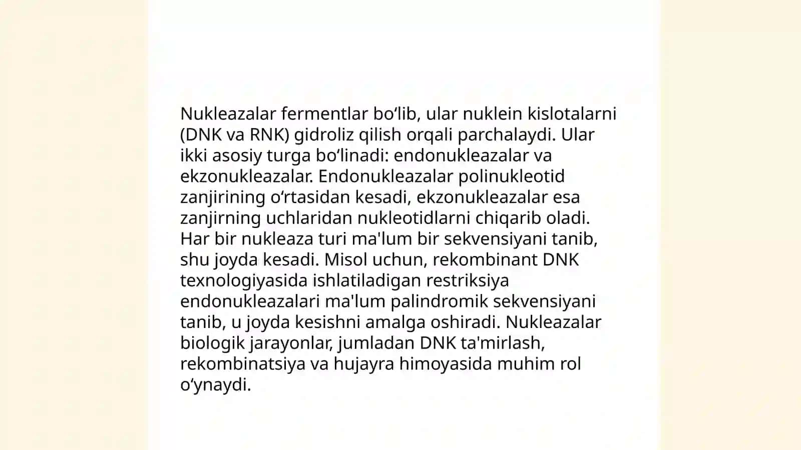 Nukleazalar va fosfodiestreazalarni órganish 4