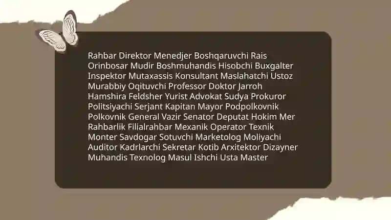 Kasb-hunarga oid leksika 4