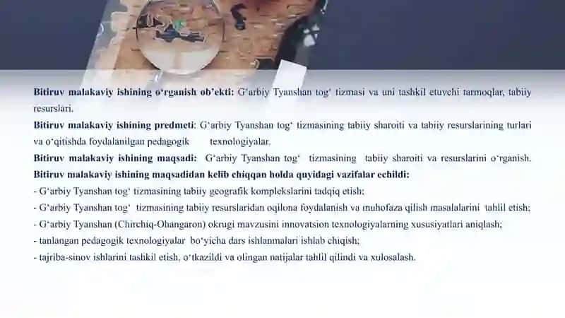 G‘ARBIY TYANSHAN TOG‘ TIZMALARINING TABIIY SHAROITI VA RESURSLARI Kamalov S 4
