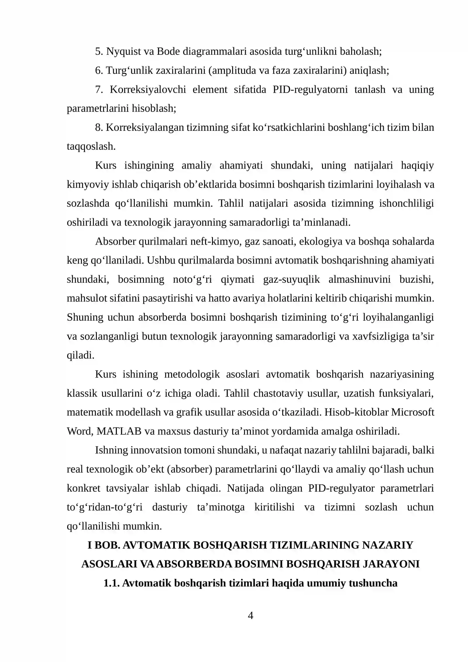 Absorberda bosimni ABTning turg‘unligini tahlil qilish 4