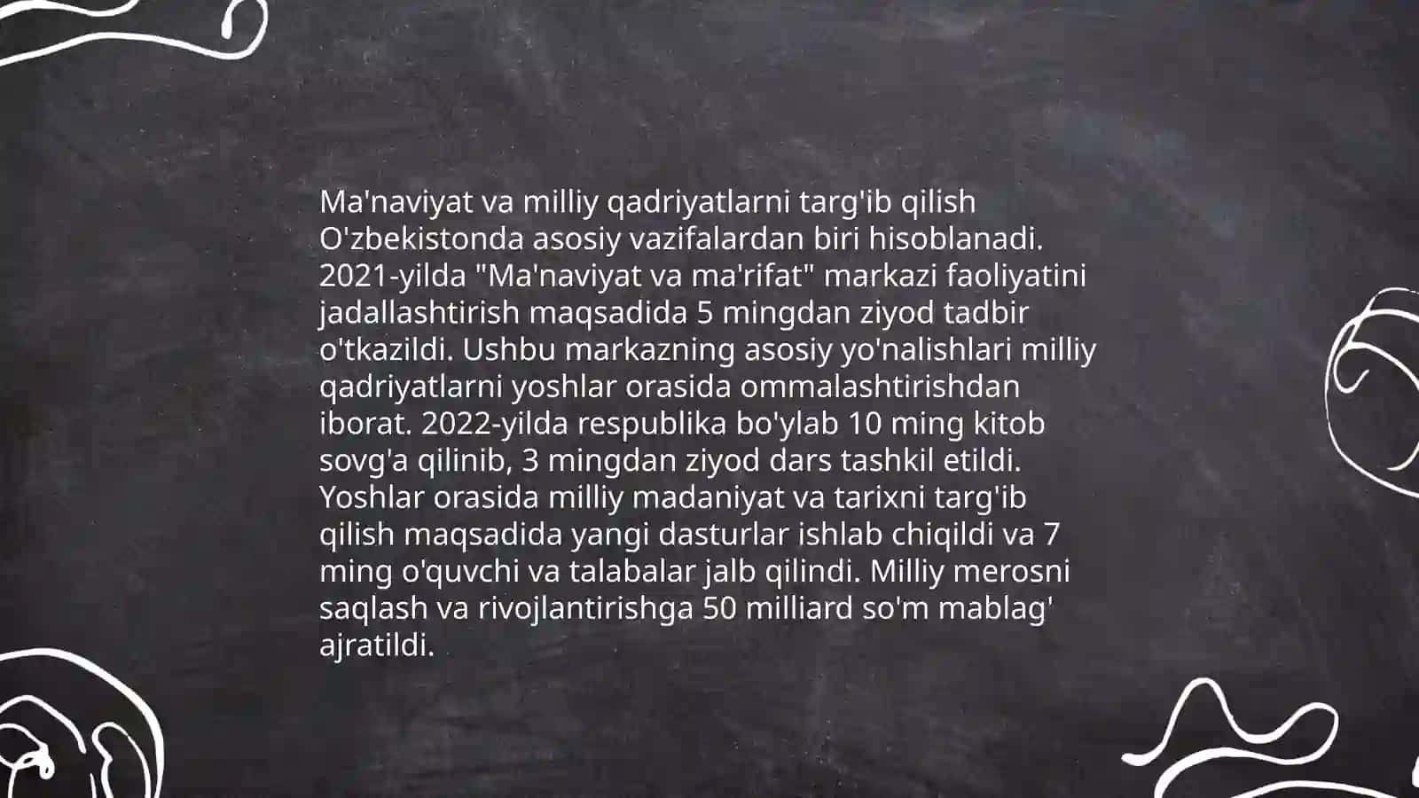 Oʻquvchilarning darsdan tàshqari tarbiyaviy jarayonlarda ma'naviy ishlarini tashkil etish 4