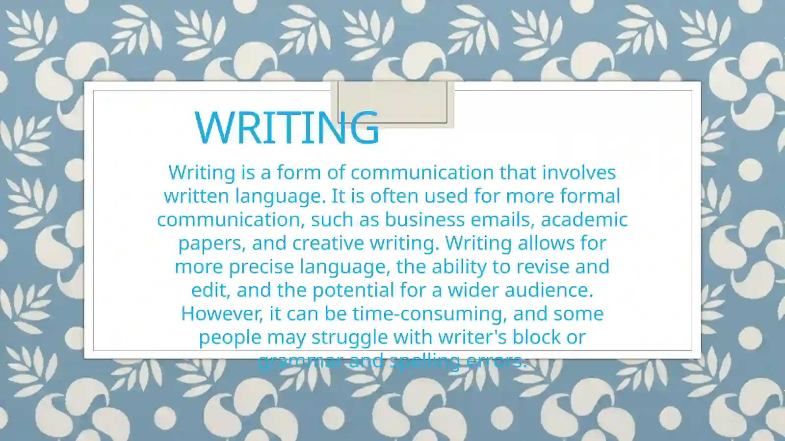 Speaking and Writing 4