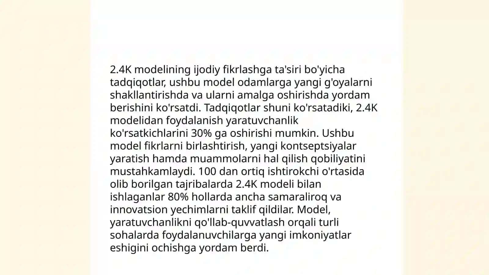 4K modeli yordamida boshlanĝich sinf oʻquvchilarining ijodiy fikrlashini oshirish 4