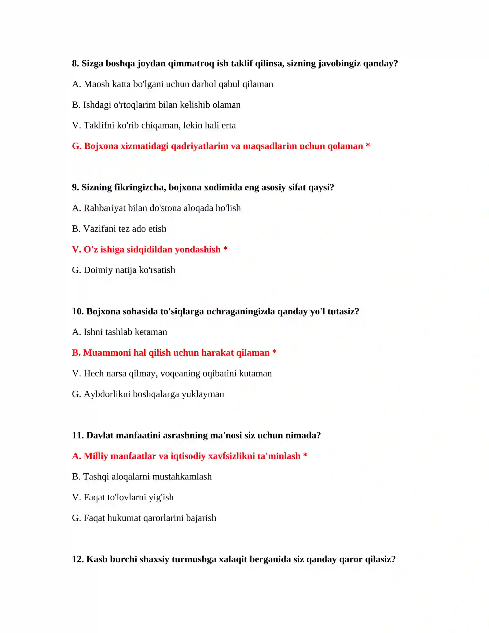 Bojxona IQ test 100 ta 4