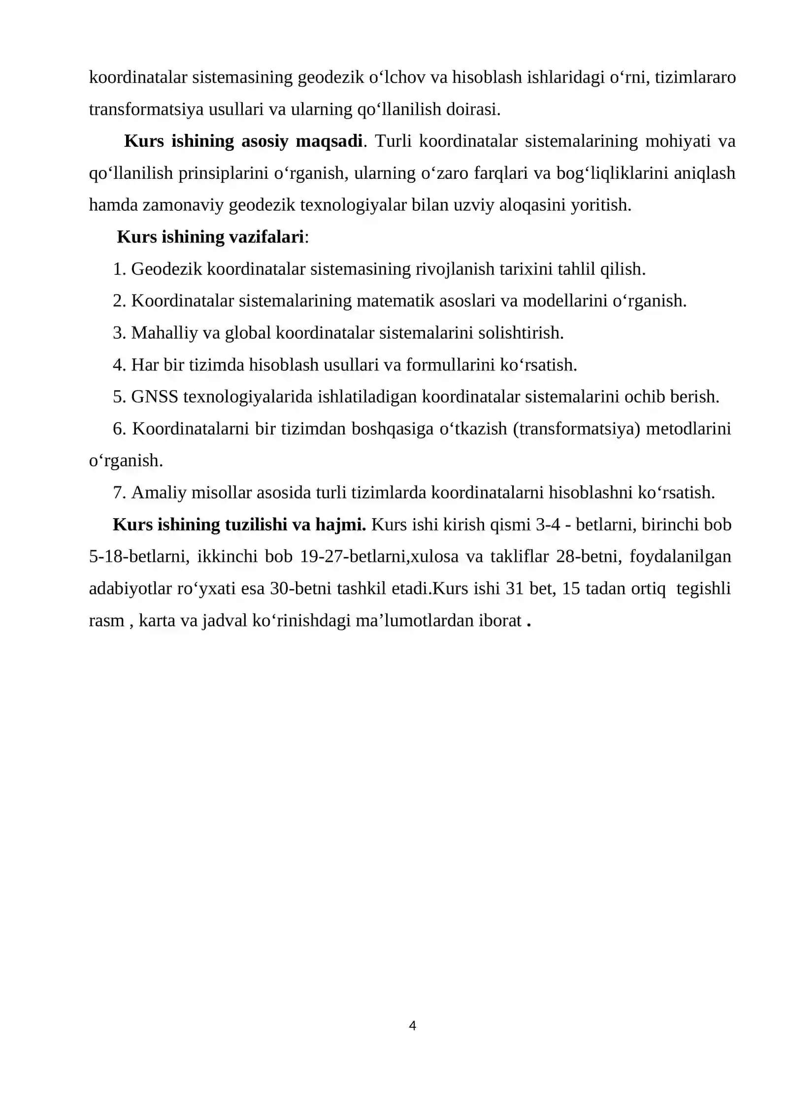 “Geodeziyada qo‘llaniladigan koordinatalar sistemasi” kurs ishi 4