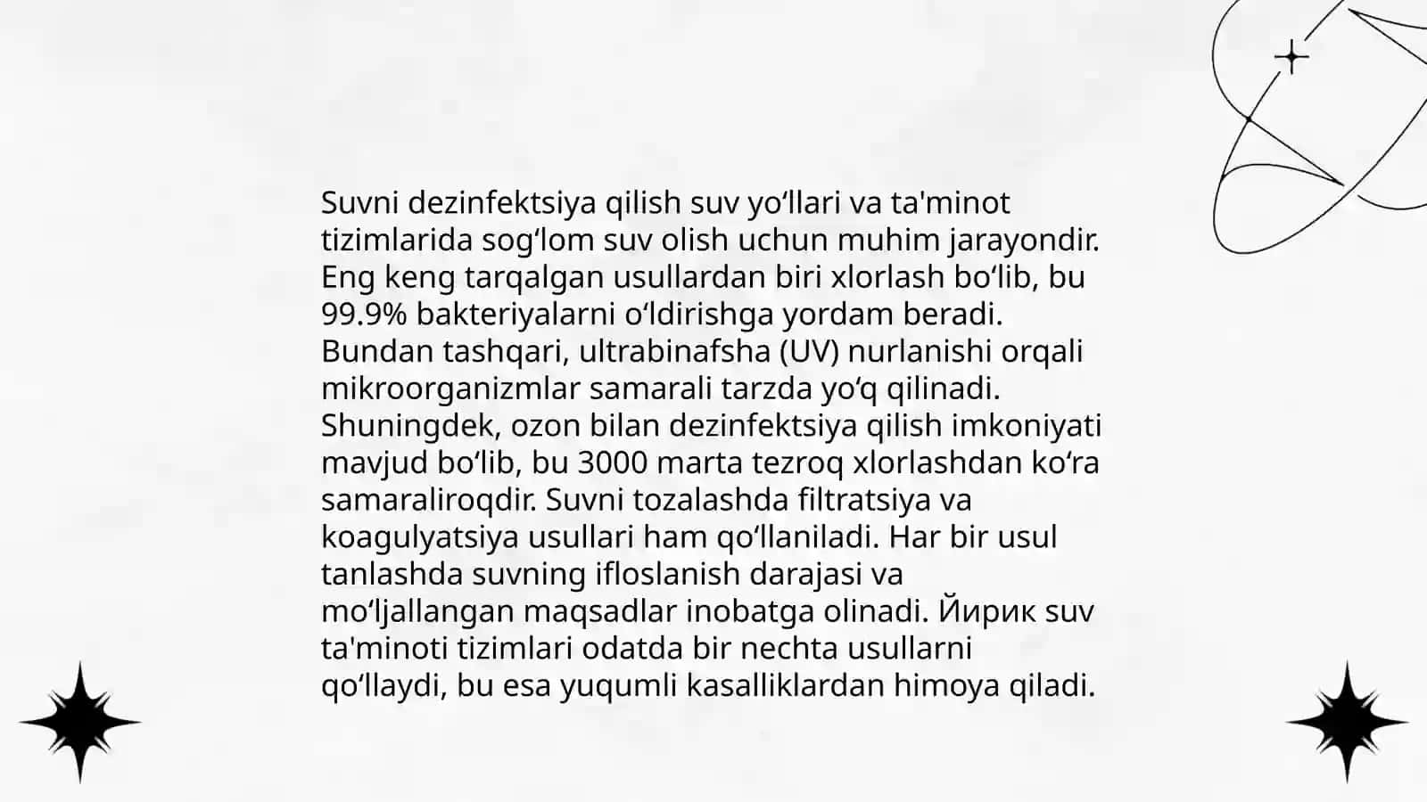 Ichimlik suvining sifatini yaxshilashdagi asosiy usullar 4
