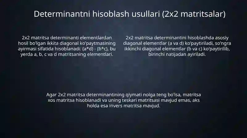 Determinantlar va ularning xossalari 4