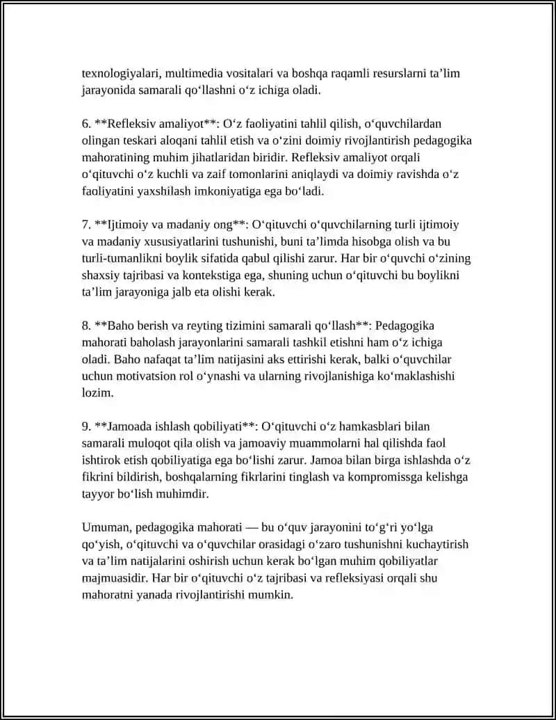 PEDAGOGIKA MAHORAT HAQIDA TUSHUNCHA VA UNI OQTUVCHI FAOLIYATIDA TUTGAN ORNI 4