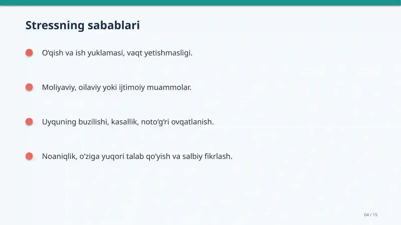 Stress va stressni boshqarish 4