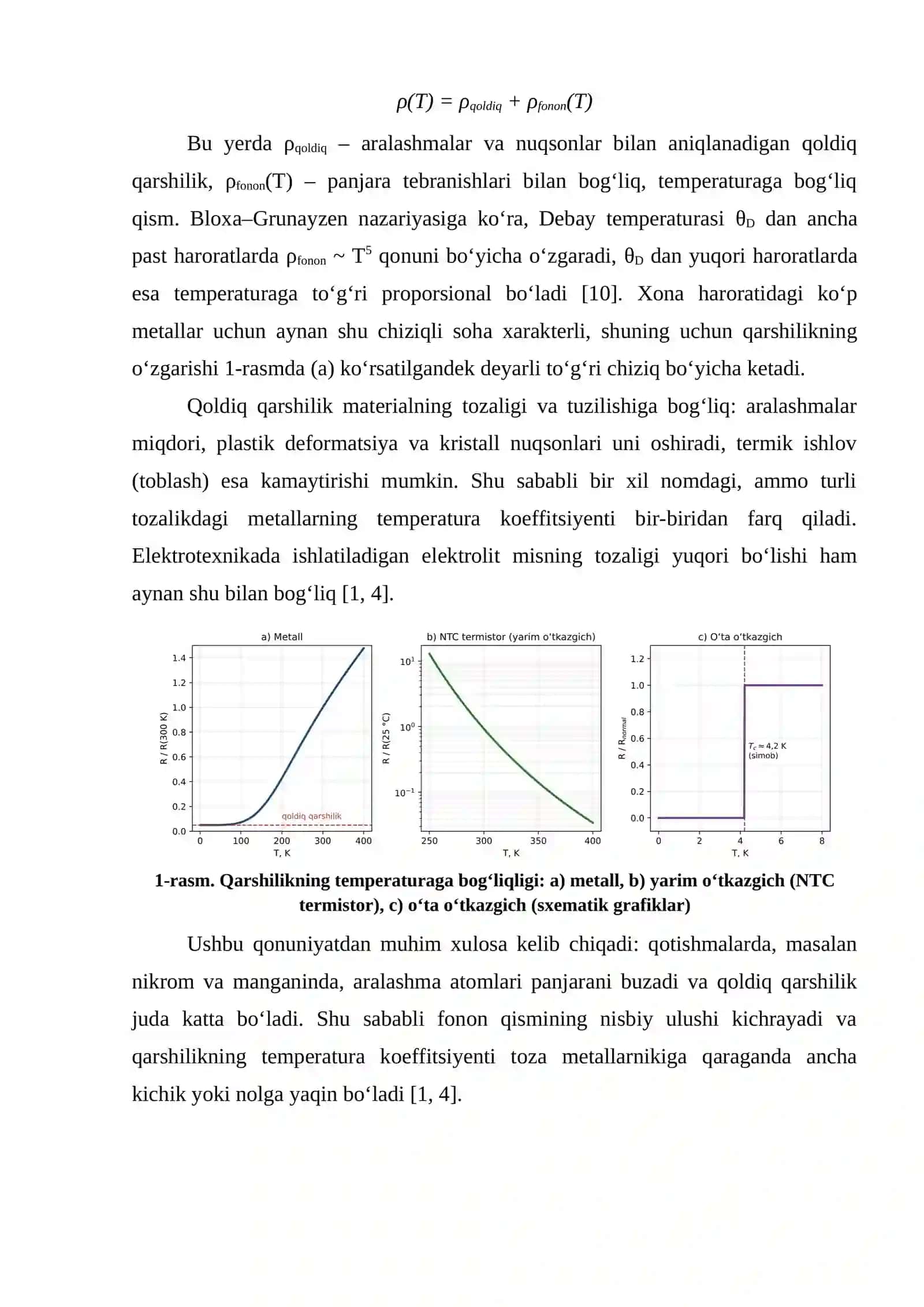 QARSHILIKNING TEMPERATURAGA BOG‘LIQLIGI (FORMULASI, QARSHILIKNING TEMPERATURA KOEFFITSIYENTI) 4