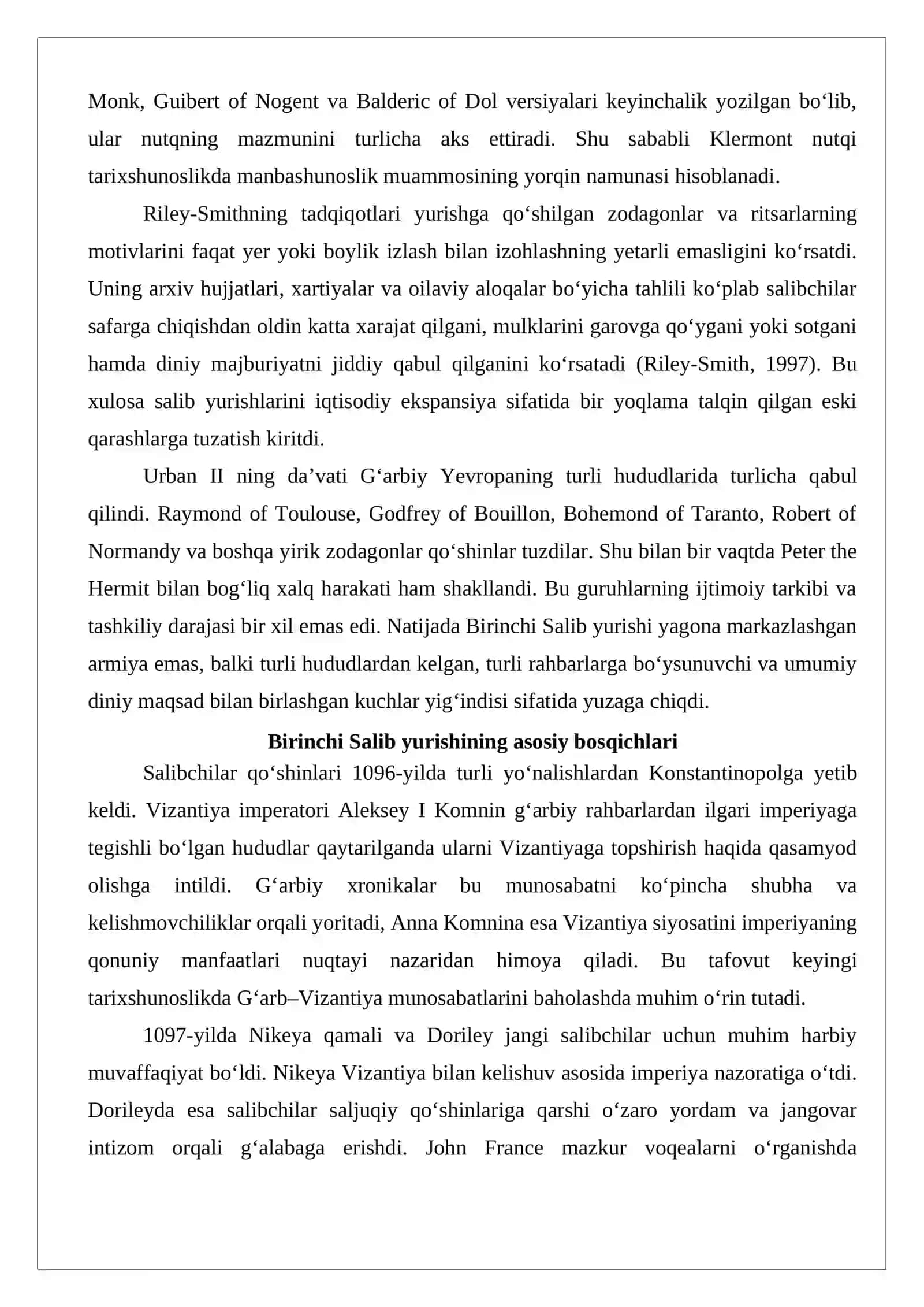 Birinchi Salib yurishlari tarixiga oid ilmiy tadqiqotlar 4