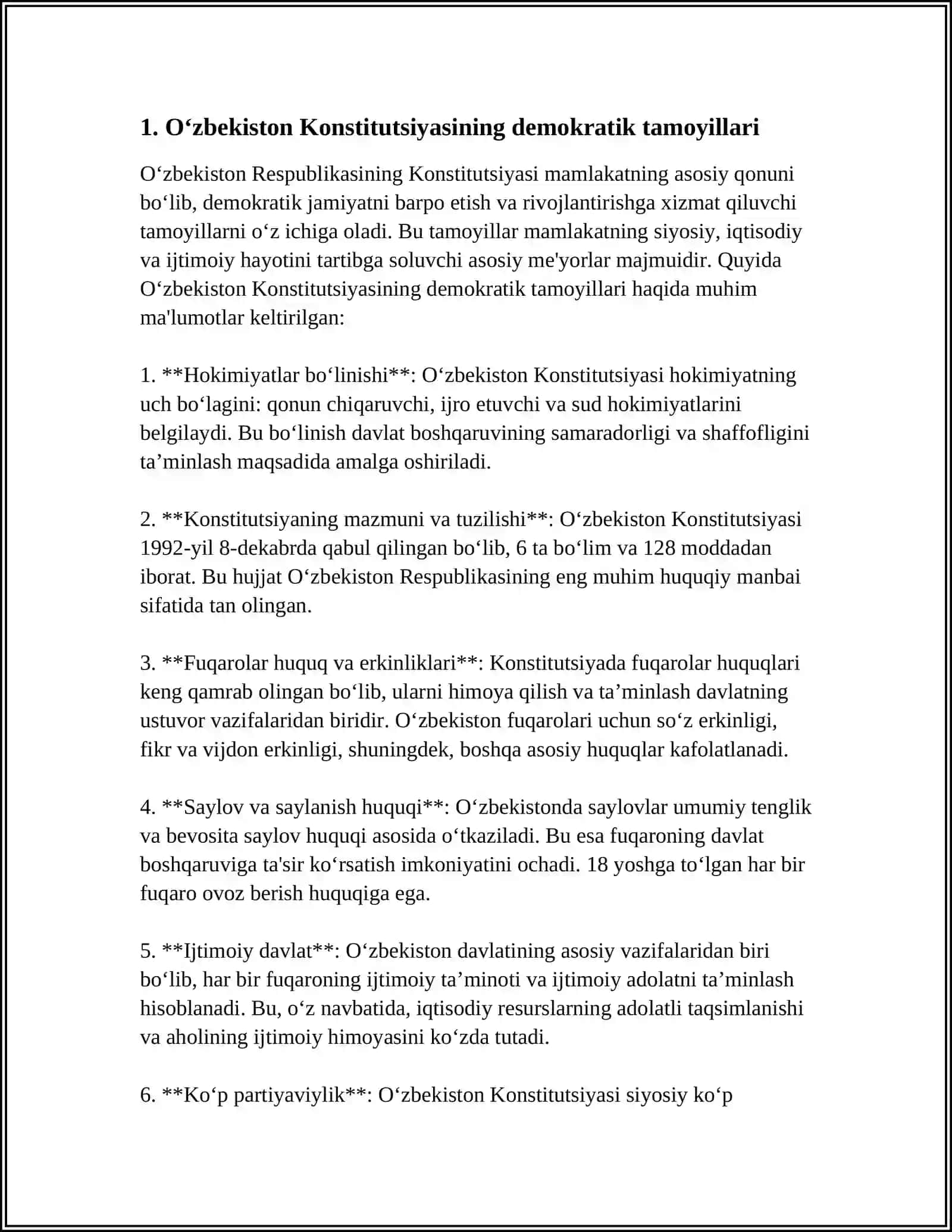 ÒZBEKISTONDA DEMOKRATIK, FUQAROLIK JAMIYATI ASOSLARINING SHAKLLANISHI VA AMALGA OSHIRILGAN SIYOSIY ISLOHOTLAR 4