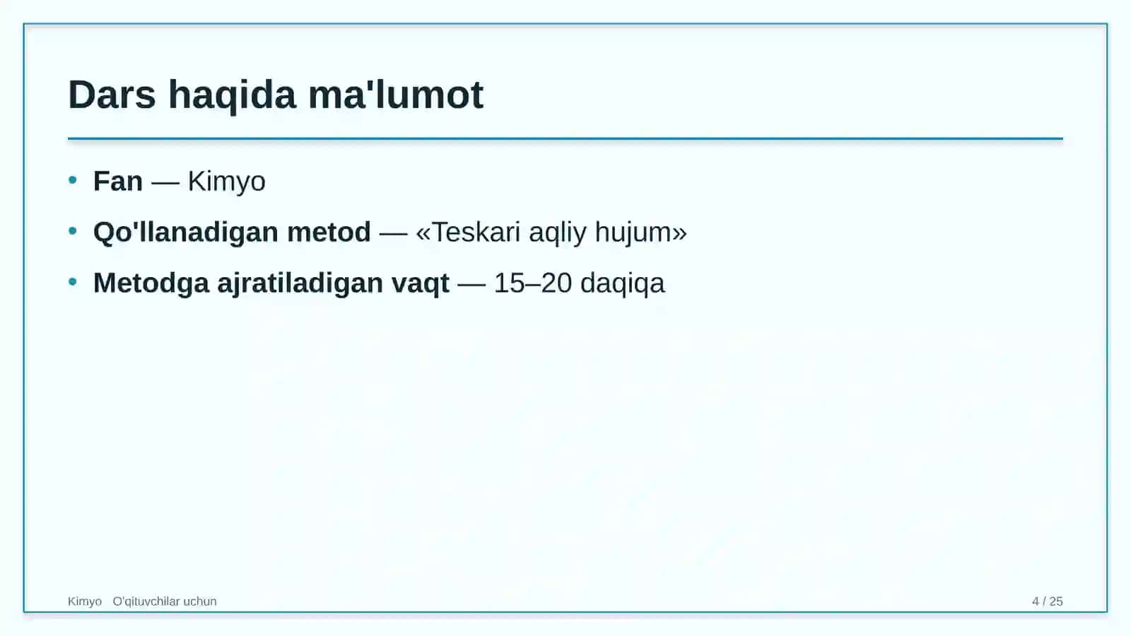 kimyo darslarida teskari aqliy hujum metodidan foydalanish 6972 4