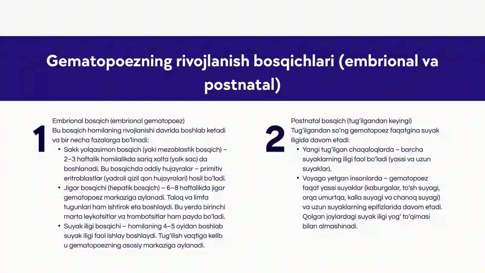 Gematopoez nazariyalari. Qonning o'zak hujayrasi morfo-funksional xarakteristikasi 4