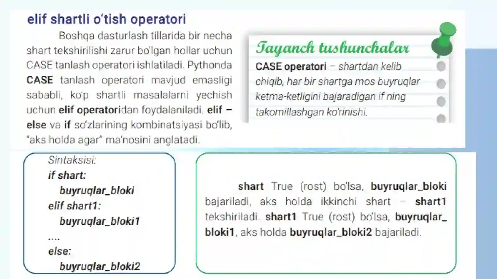 TARMOQLANUVCHIALGORITMLARNI DASTURLASH. IF…ELSE OPERATOR 4