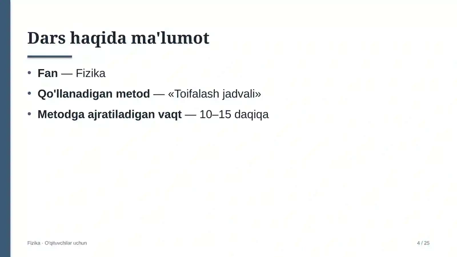 fizika darslarida toifalash jadvali metodidan foydalanish 7853 4