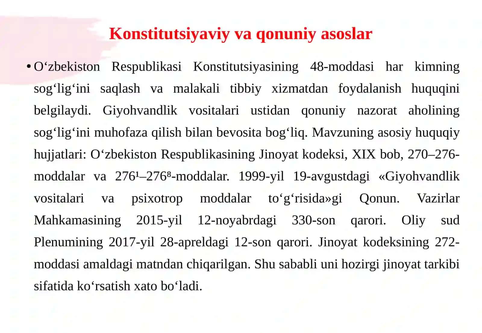 Giyohvandlik vositalari yoki psixotrop moddalar bilan qonunga xilof ravishda muom 4