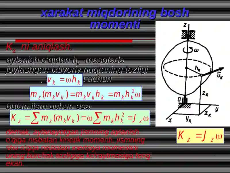 Sistemaning xarakat miqdori momentining va kinetik energiyasining o'zgarishi xaqidagi teoremalar. 4