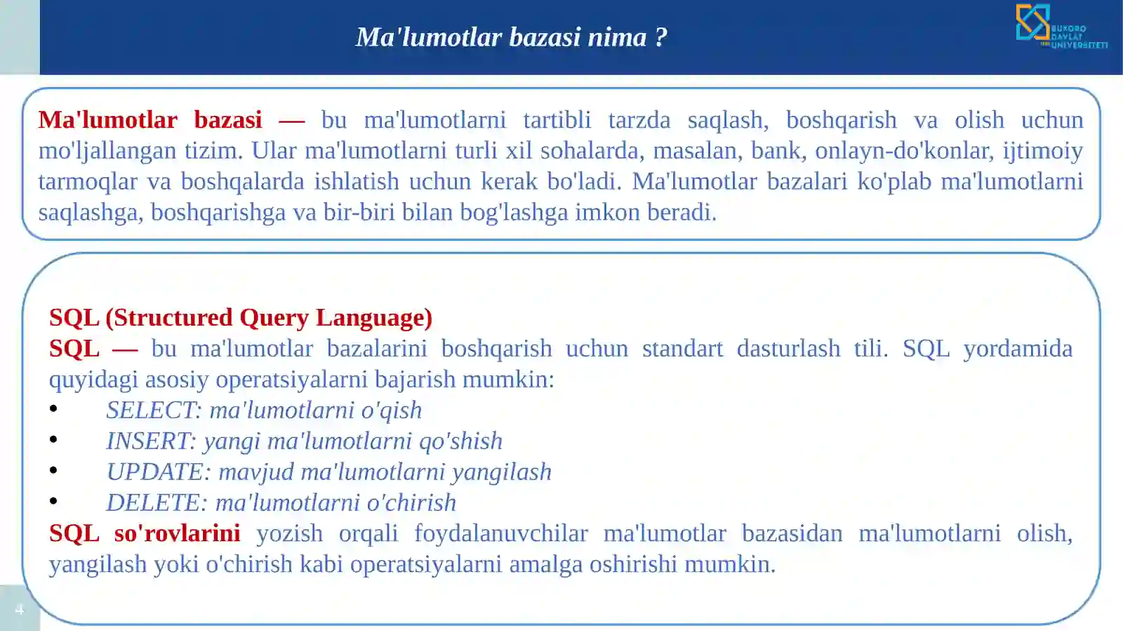 SQLite ga kirish 4
