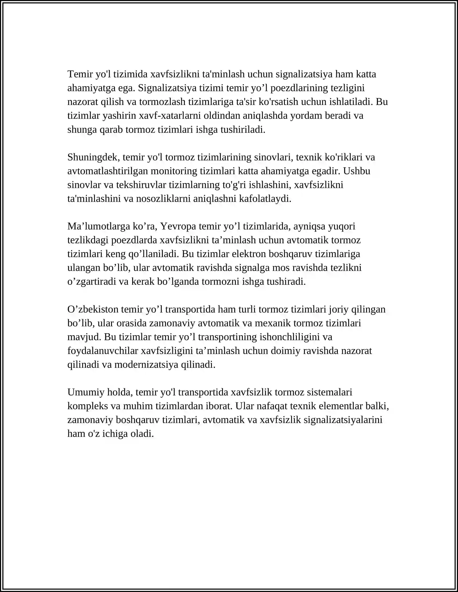 TEMIR YÒLLARDA XARAKAT XAVFSIZLIGINI TA'MINLOVCHI ZAMONAVIY TORMOZ USKUNALARI 4