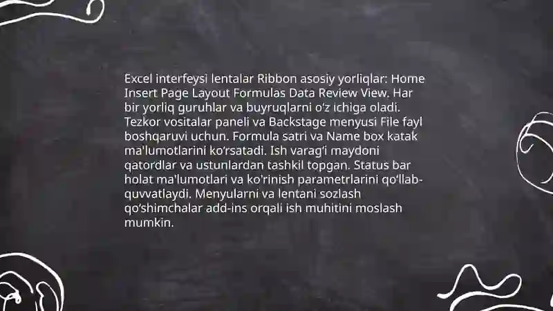 Elektron jadval muharrirlari. MS Excel dasturi 4