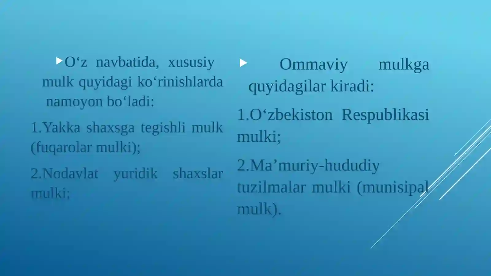 MULK SHAKLLARI VA TURLARI 4