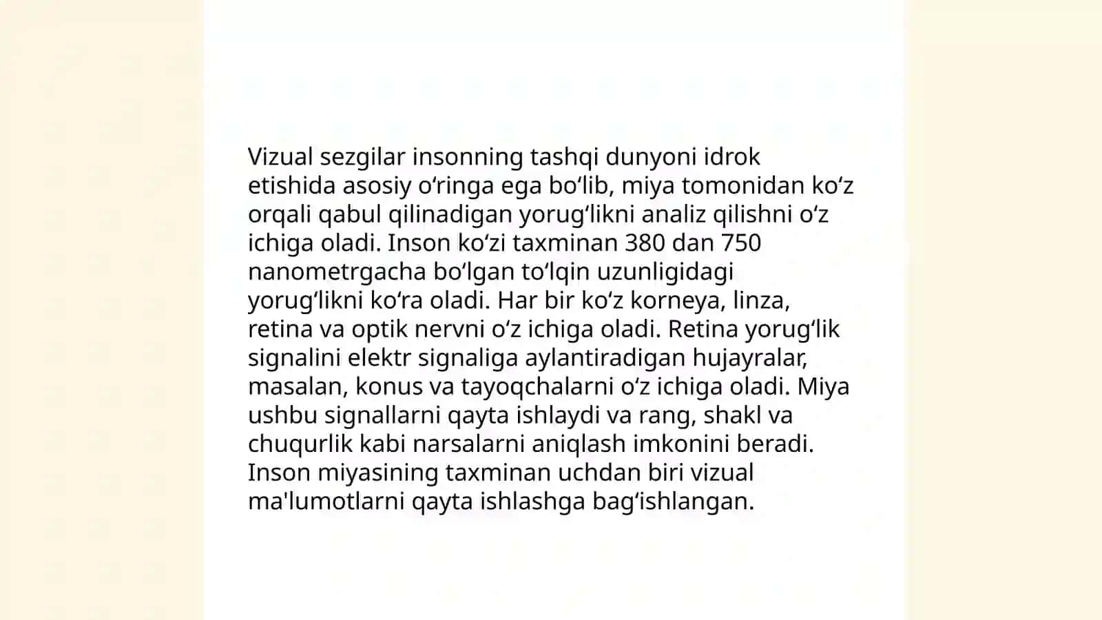 Sezgilarning tasnifi sezgilarning turlari sezgi sohasidagi qonuniyatlar 4