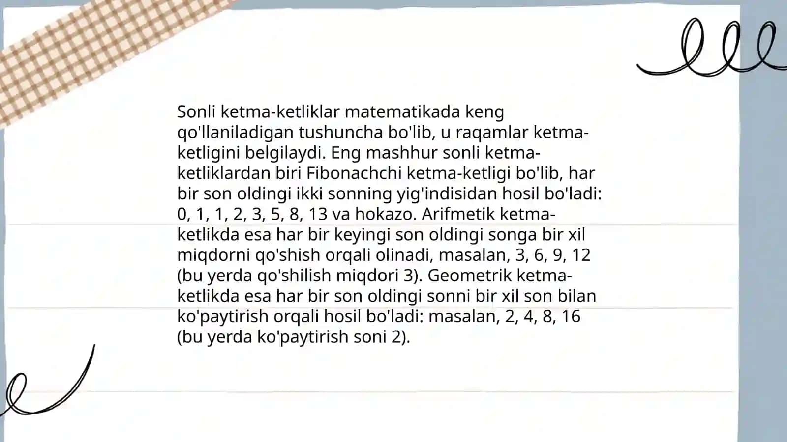 Ketma-ketliklar va progressiyalar 4