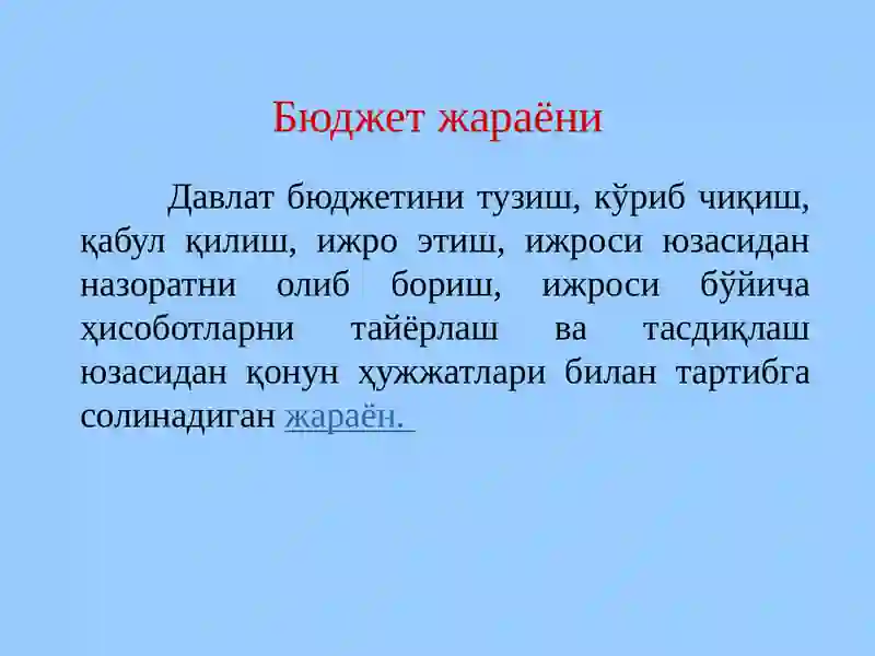 Бюджет жараёни тўғрисида тушунча 4