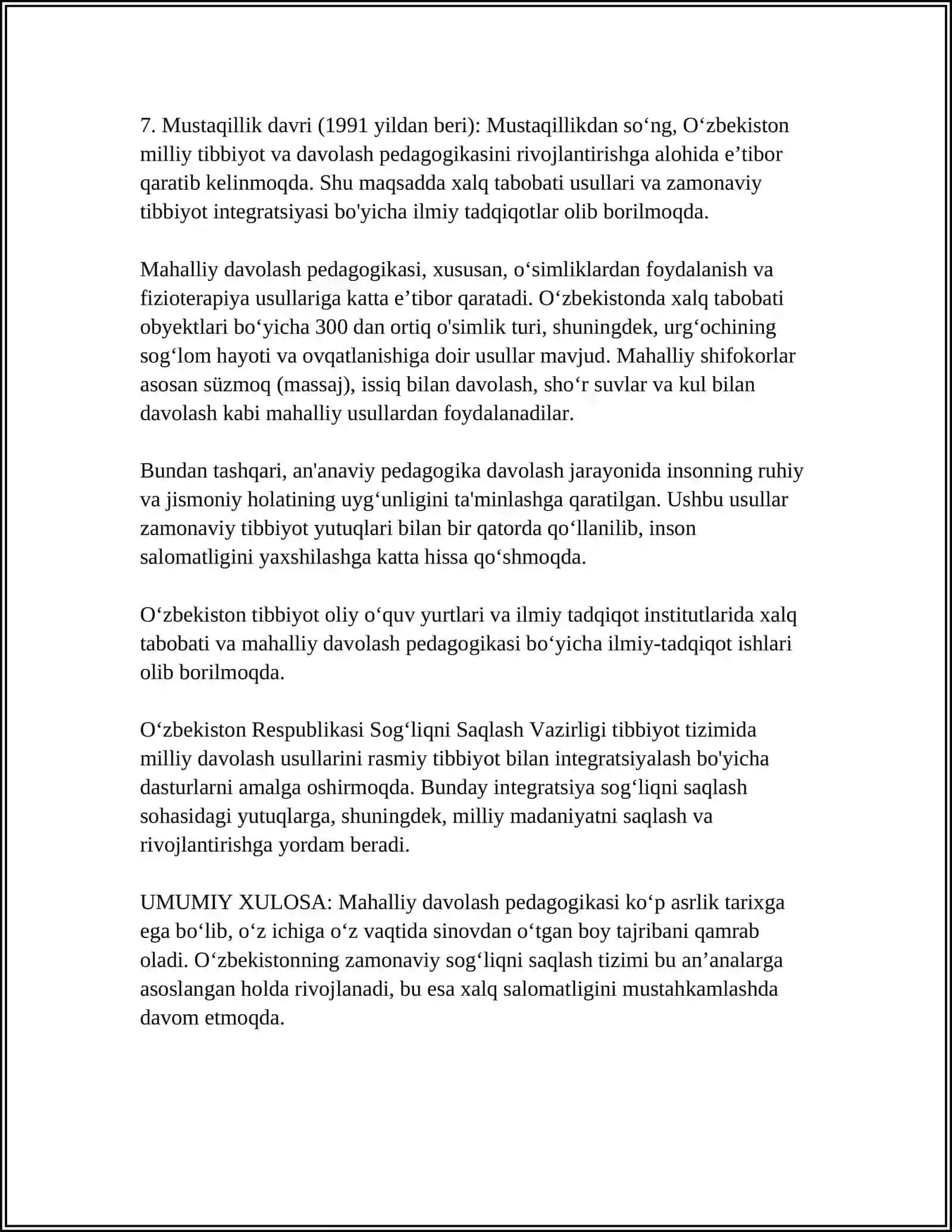 MAHALLIY DAVOLASH PEDAGOGIKASI RIVOJLANISHINING ASOSIY BOSQICHLARI 4