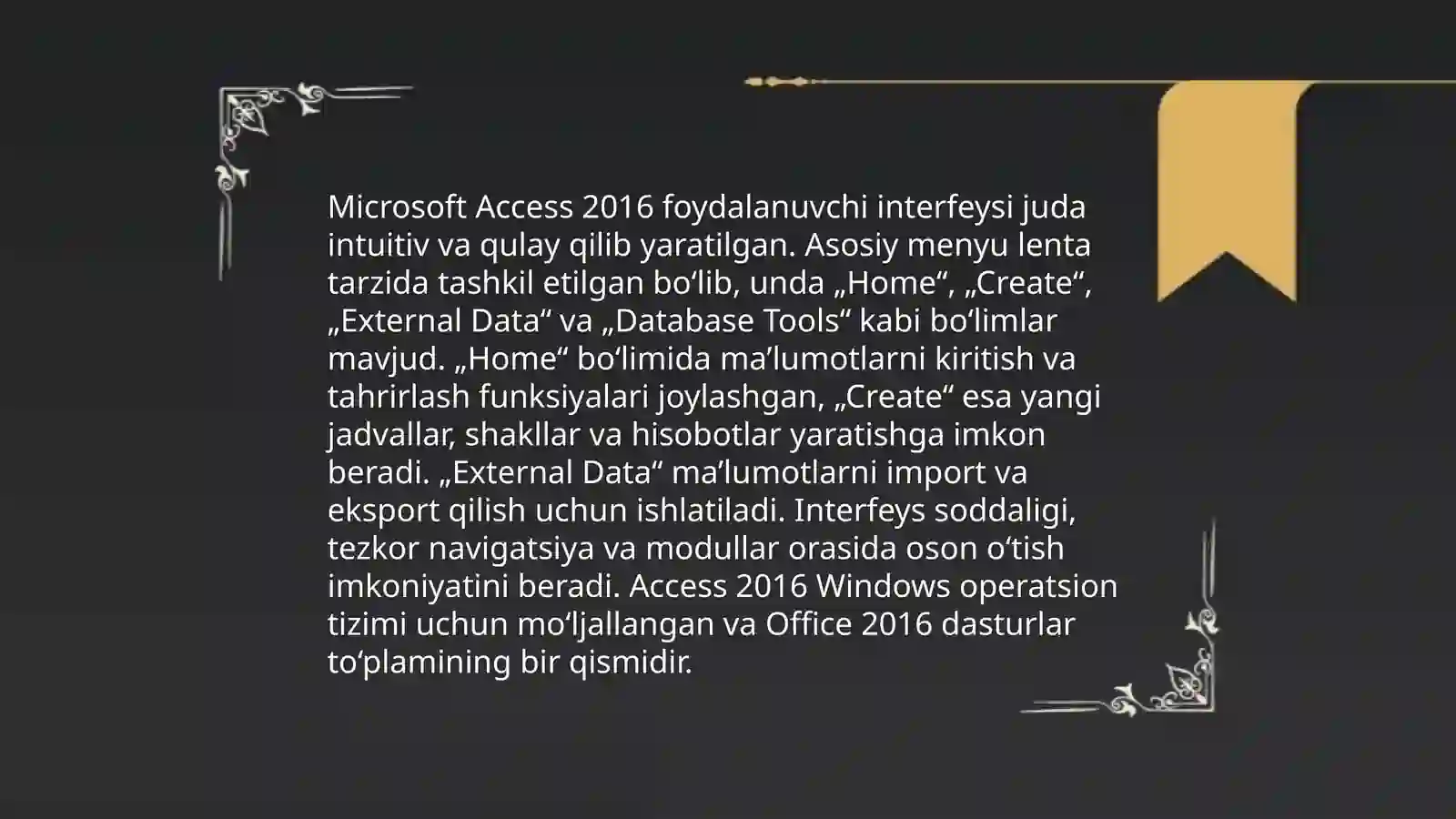 Access 2016 dasturi bilan ishlash 4