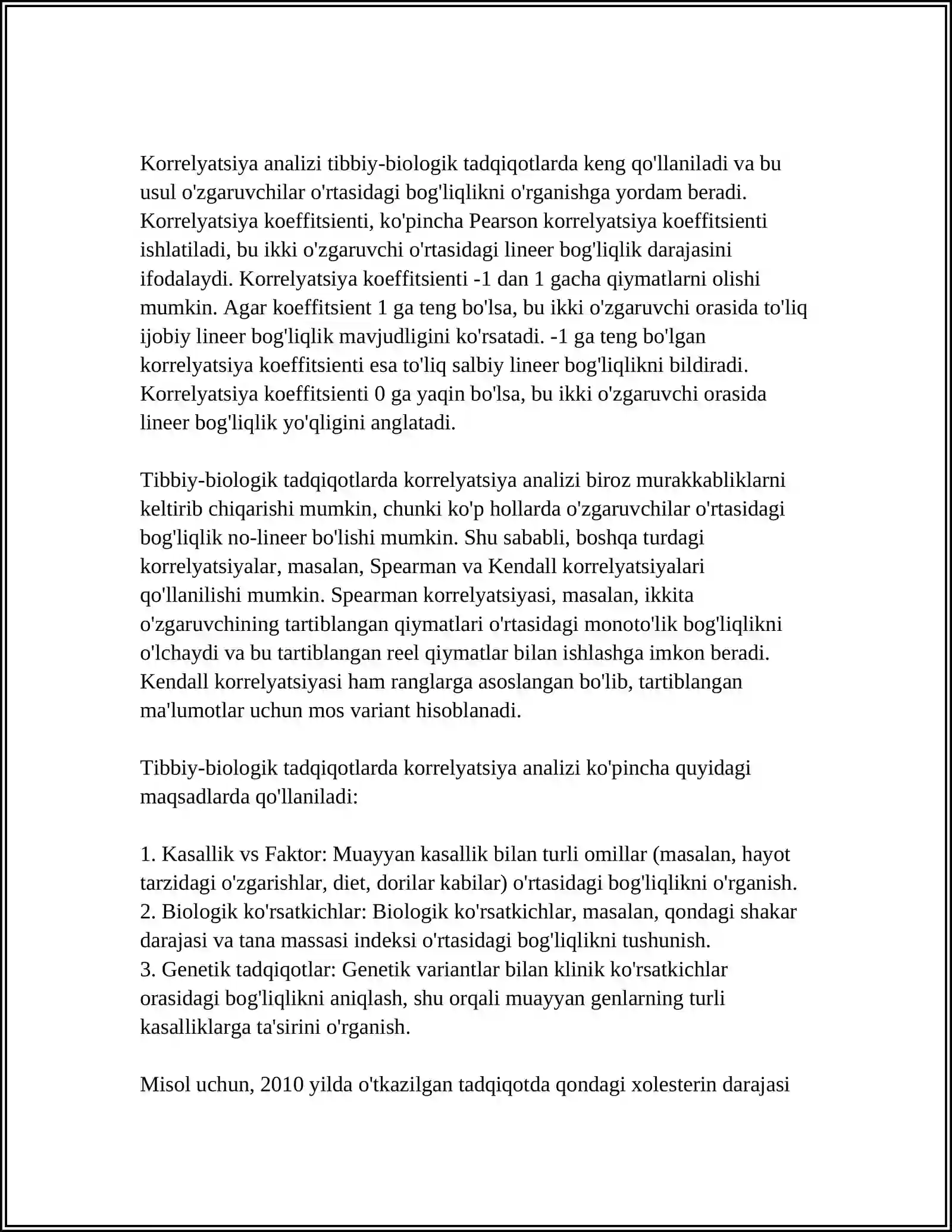 TIBBIY -BIOLOGIK MASALALARNI YECHISHDA MATEMATIK STATISTIKA ELEMENTLARIDAN FOYDALANISH KORRELYATSION BOG'LANISHLAR VA REGRESSIYA TENGLAMASI 4
