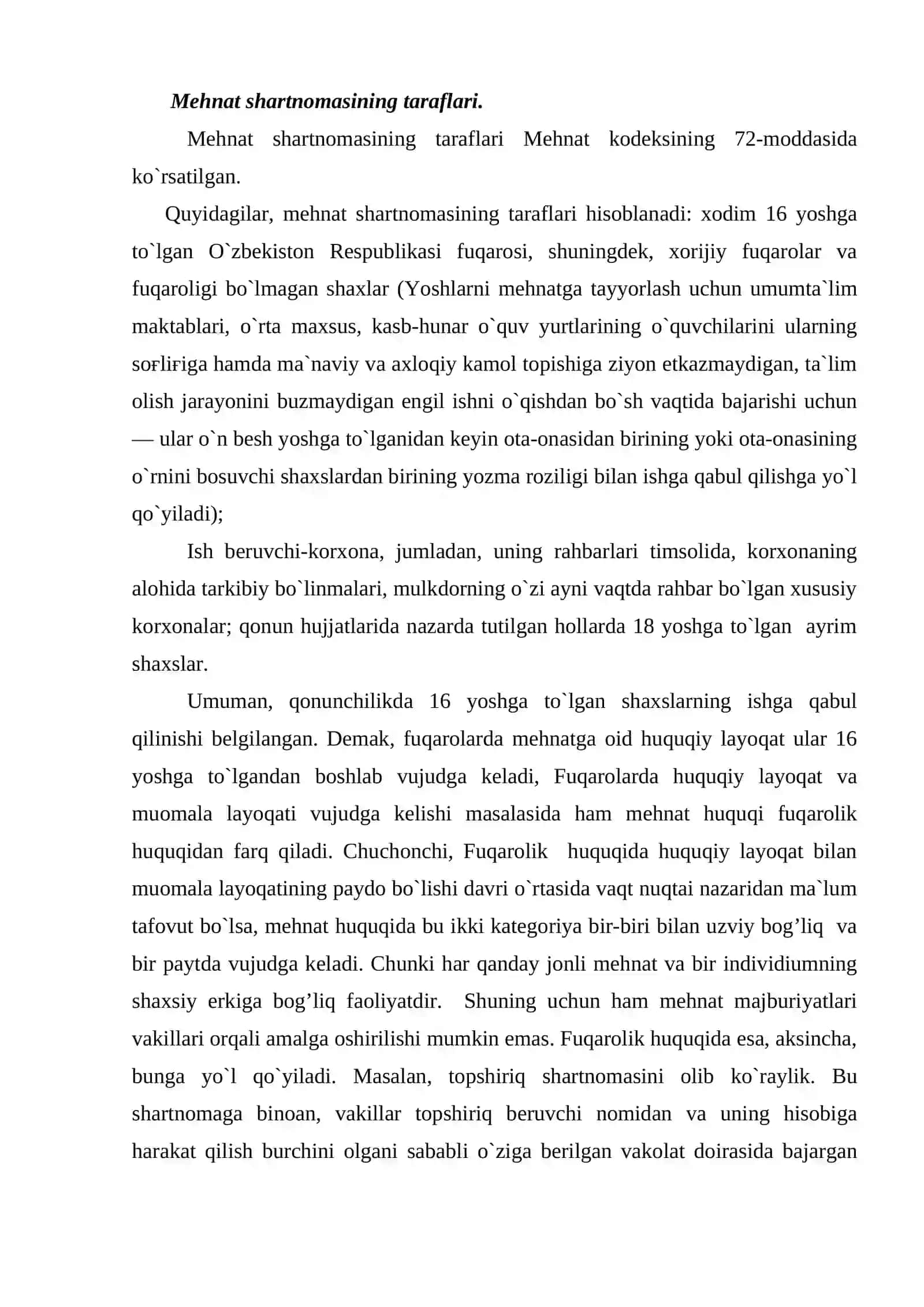 Mehnat shartnomasi tushunchasi va uning ahamiyati 4