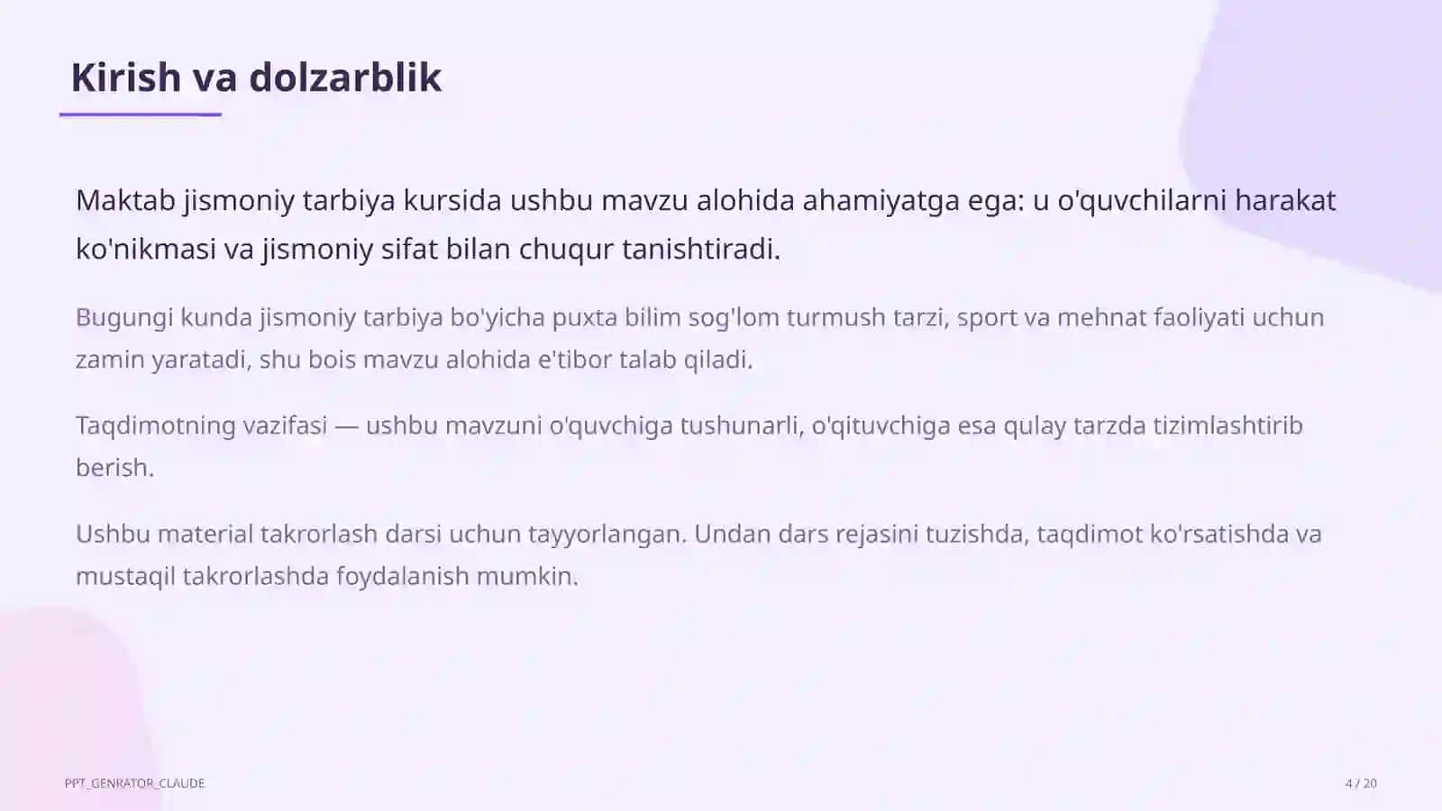 Chidamlilikni rivojlantirish: uzoq masofaga yugurish (7-sinf) 4