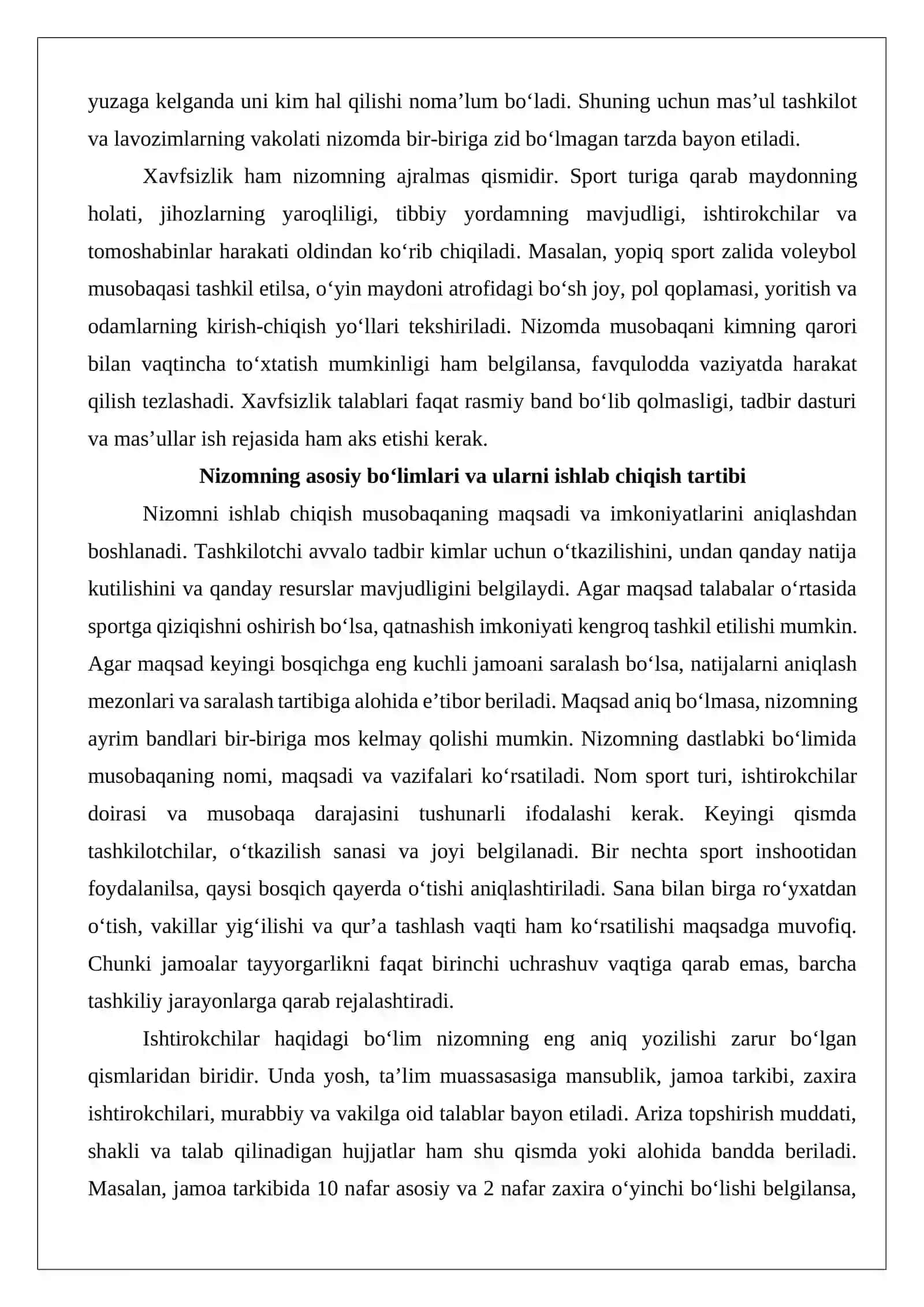Sport musobaqalarida nizom tuzish va musobaqa dasturini ishlab chiqish 4