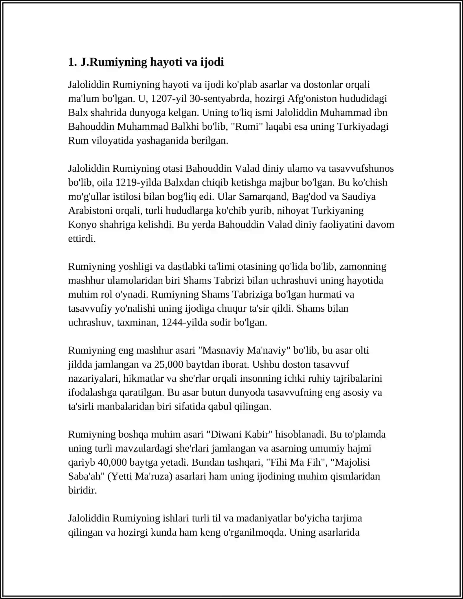 J.RUMIYNING “OVCHI VA LOCHIN” RIVOYATINING MOHIYATI VA UNING TARBIYAVIY AHAMIYATINI TAHLIL ETISH 4