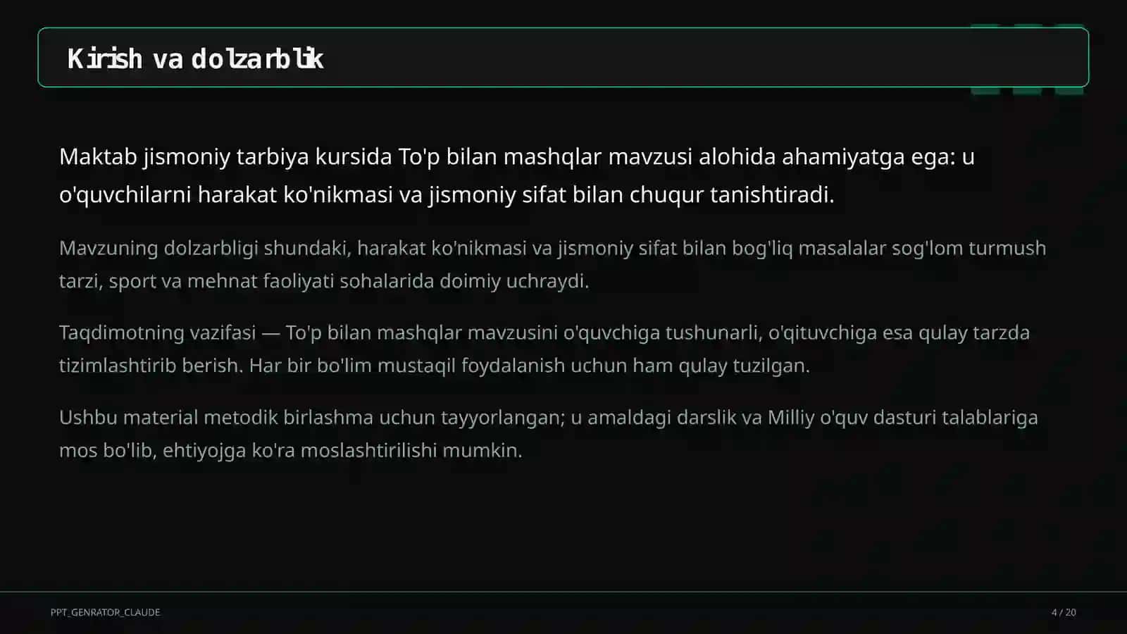 To'p bilan mashqlar (2-sinf) 4