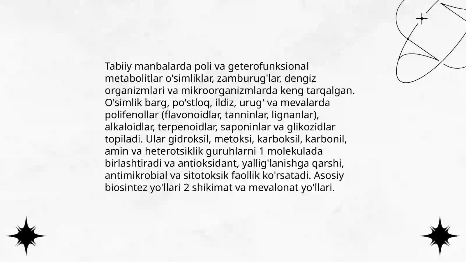 Poli va geterofunksional birikmalar metabolitlar va dorivor vositalar sifatida 4