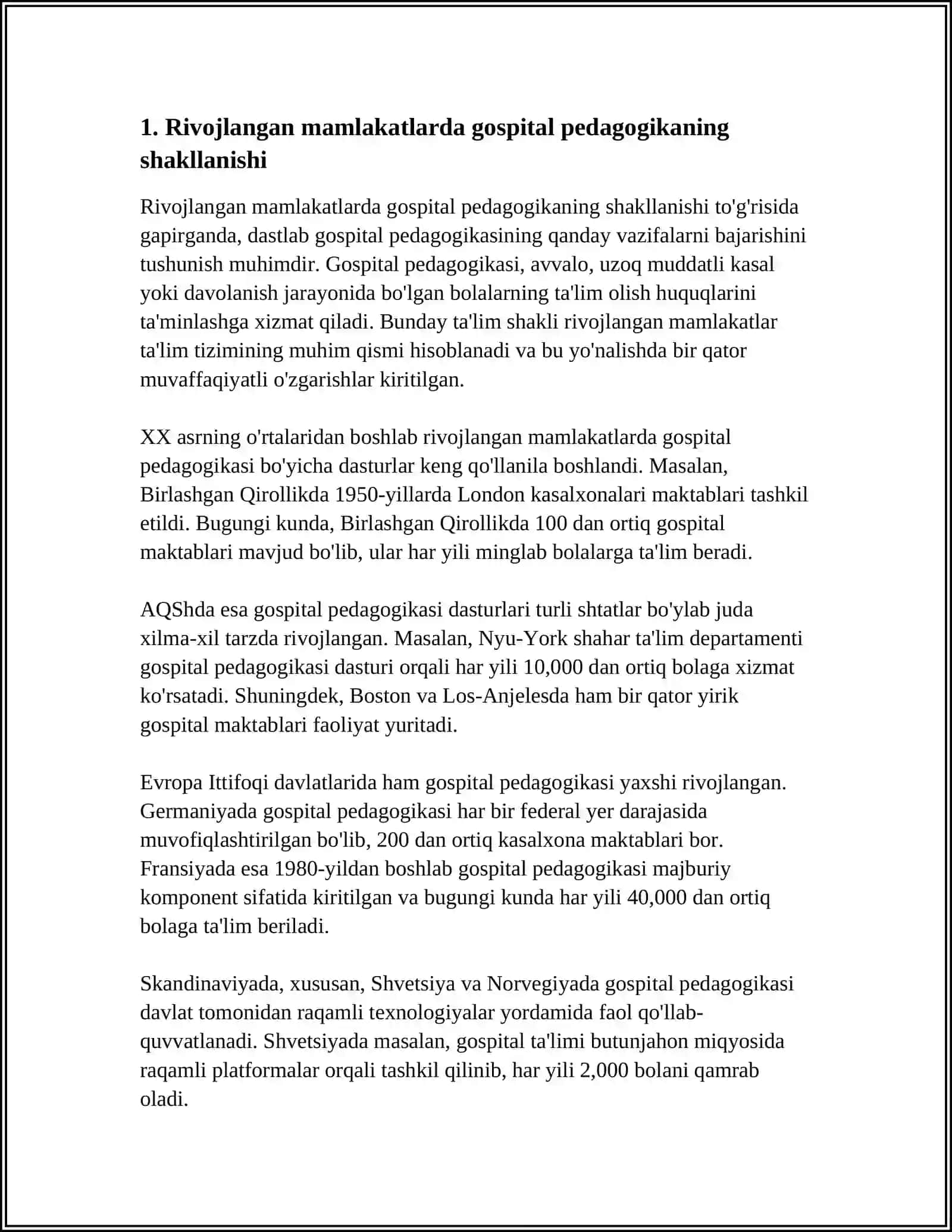 RIVOJLANGAN MAMLAKATLAR VA OʻZBEKISTON GOSPITAL PEDAGOGIKANING RIVOJLANISH TARIXI 4
