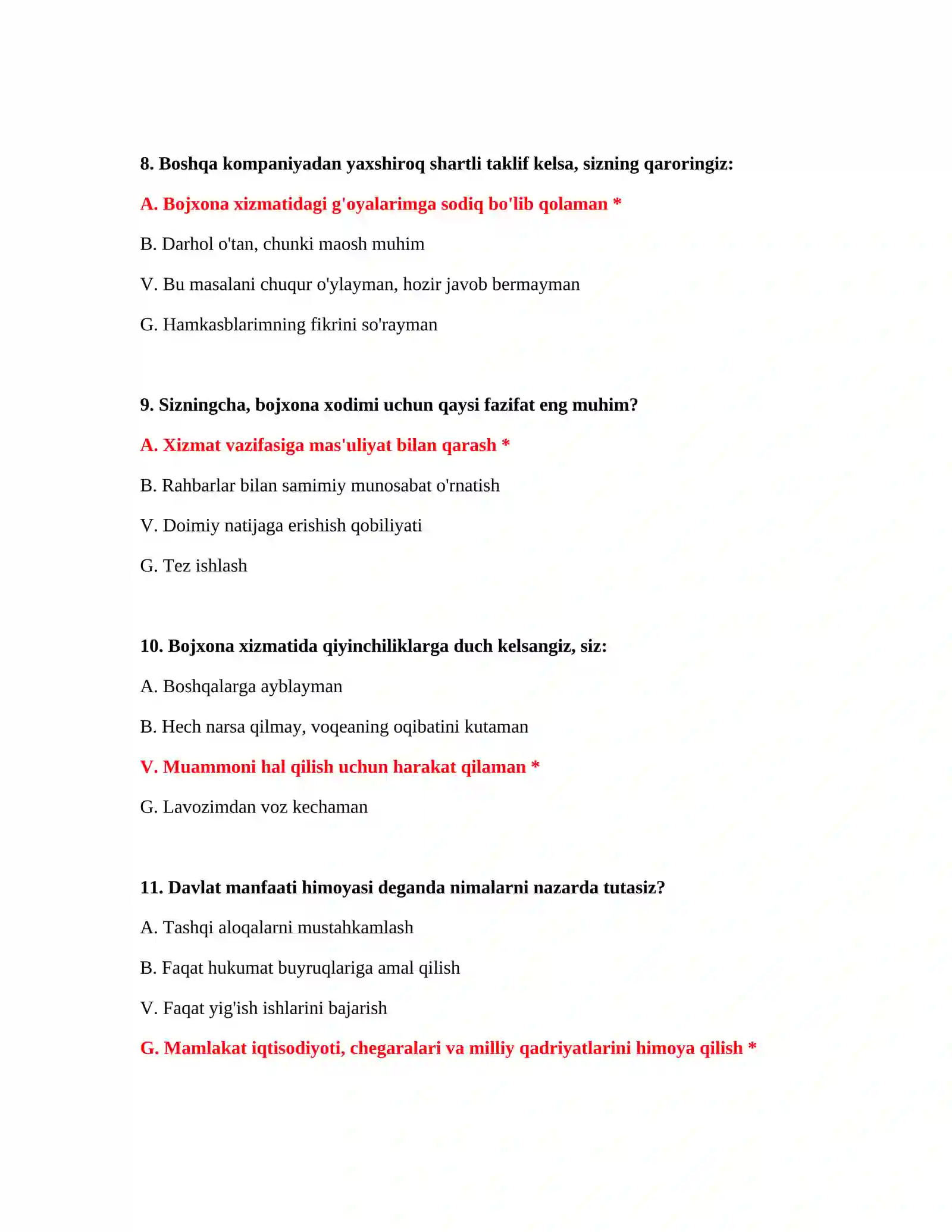 Bojxona psixologik test savollari PDF 4