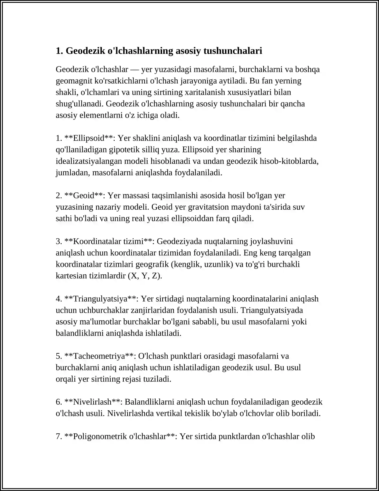 GEODEZIK O'LCHASHLAR. BURCHAK O'LCHASH ASBOBLARI. TEODOLITLARNI TUZILISHI, ULARNI TEKSHIRISH 4