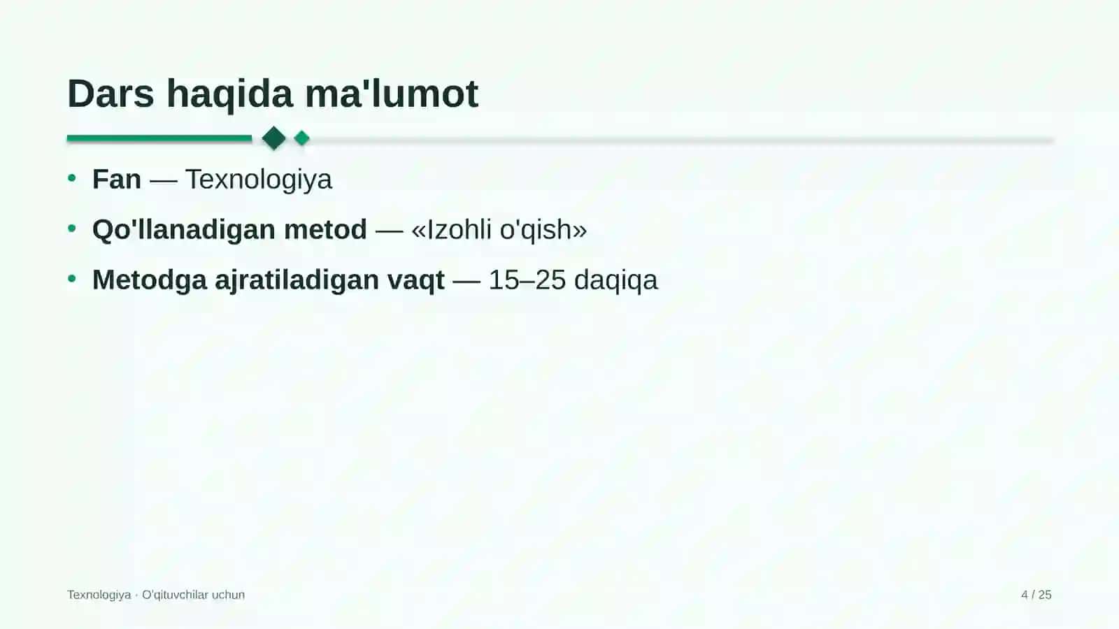 texnologiya darslarida izohli o'qish metodidan foydalanish 3621 4