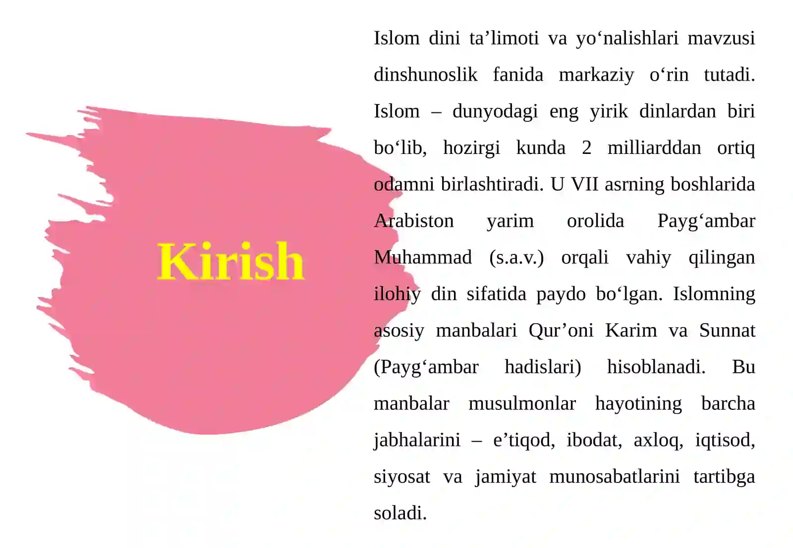 Islom dini ta'limoti va yo'nalishlari. 4