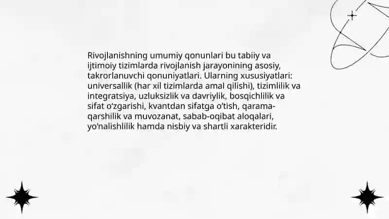 Rivojlanishning umumiy qonunlari va kategoriyalari 4