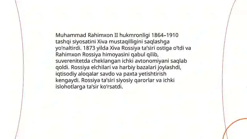 Muhammad Rahimxon 2 davrida Xiva xonligining ijtimoiy-iqtisodiy va siyosiy hayoti 4