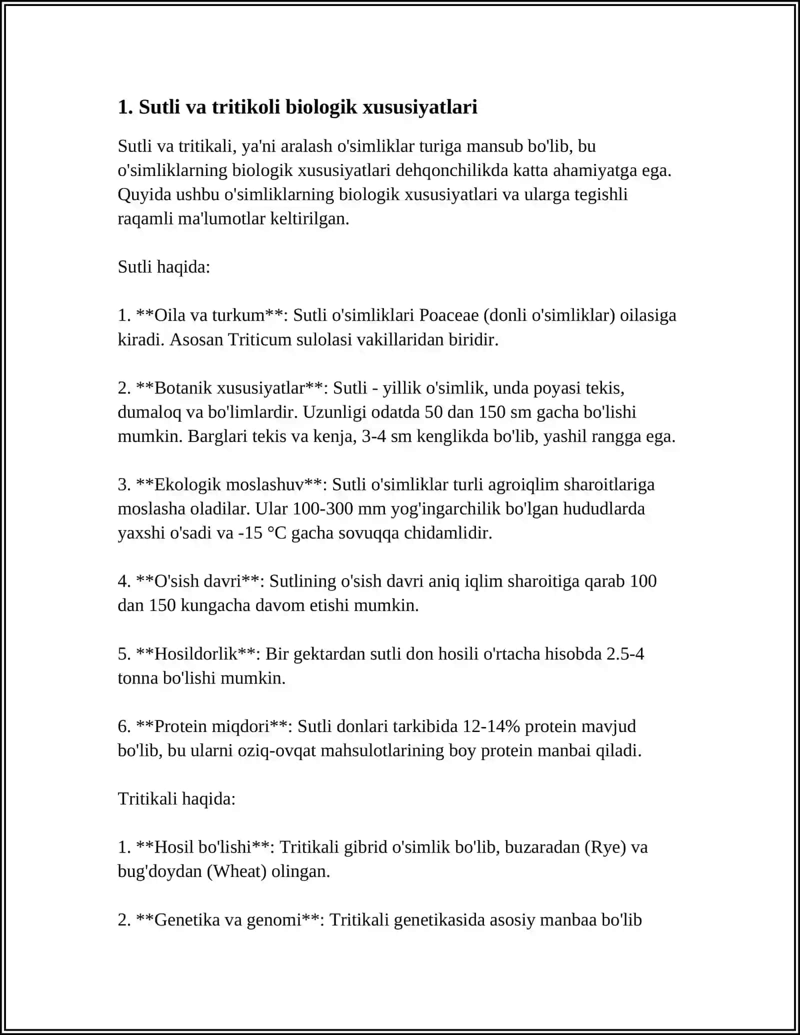 SUTLI VA TRITIKOLI BIOLOGIYASI VA YETISHTIRISH TEXNOLOGIYASI 4